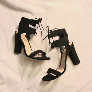 Black Suede Lace Up Heels